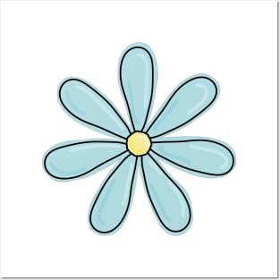 Light blue daisy flower Posters and Art